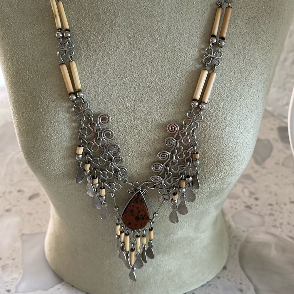 Boho Chic necklace artisan mixed media